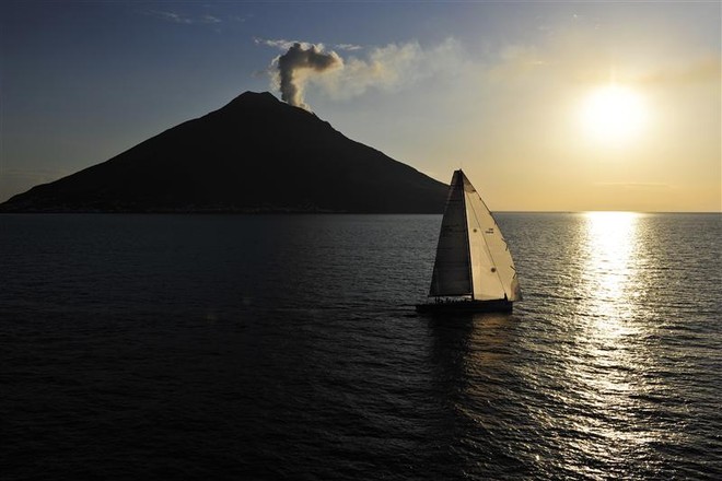 ALEGRE, GBR, passing Stromboli - Rolex Middle Sea Race 2011 ©  Rolex/ Kurt Arrigo http://www.regattanews.com